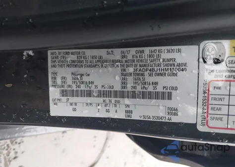2017 Ford Fiesta Se z USA, uszkodzony, nr VIN 3FADP4BJ1HM130040